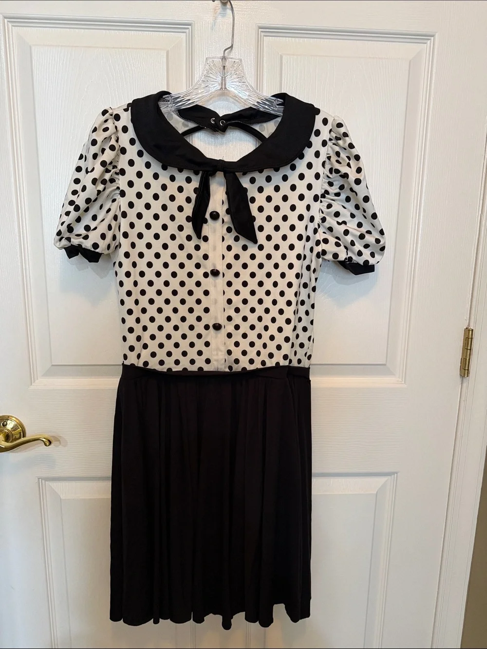 Weissman Black & White Polka Dot Dress with Peter Pan Collar